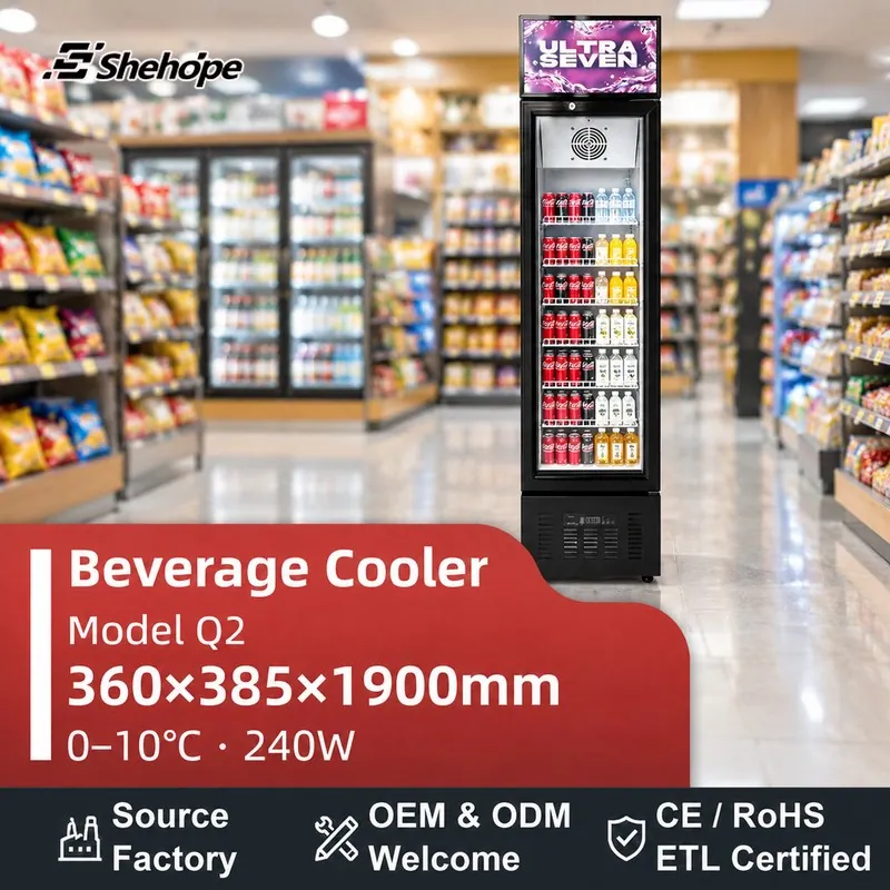 Slim Narrow Upright Reach-In Beverage Display · Q2 · 360×385×1900
