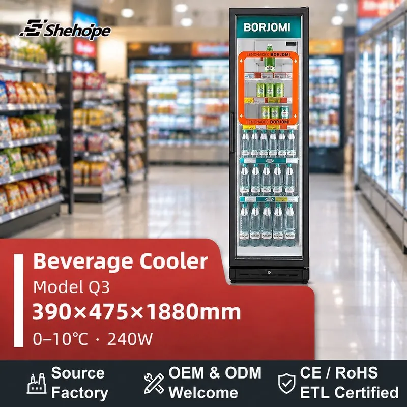 Slim Narrow Upright Beverage Display Cooler · Q3 · 390×475×1880