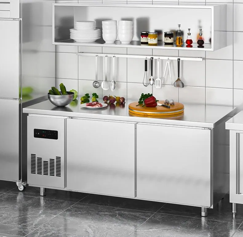 Double-door Commercial Stainless Steel Prep Table Kitchen Cabinet…