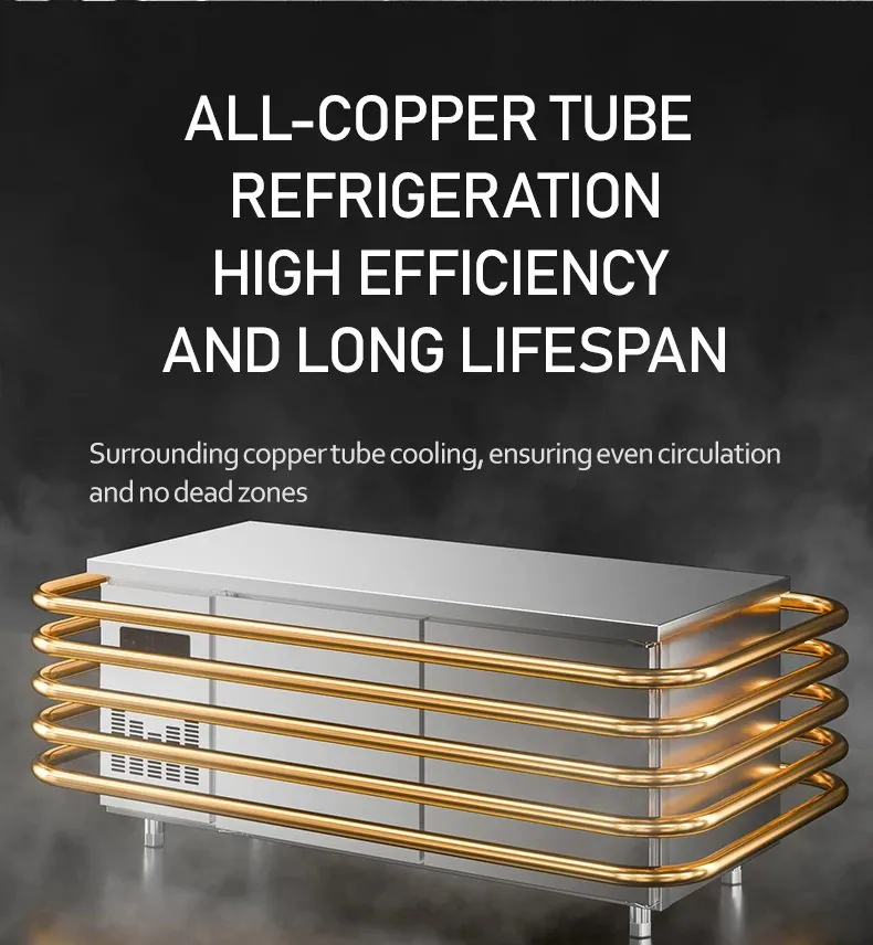 1.5m470L Full Copper Tube Stainless Steel Worktop Prep Table Double Doors…