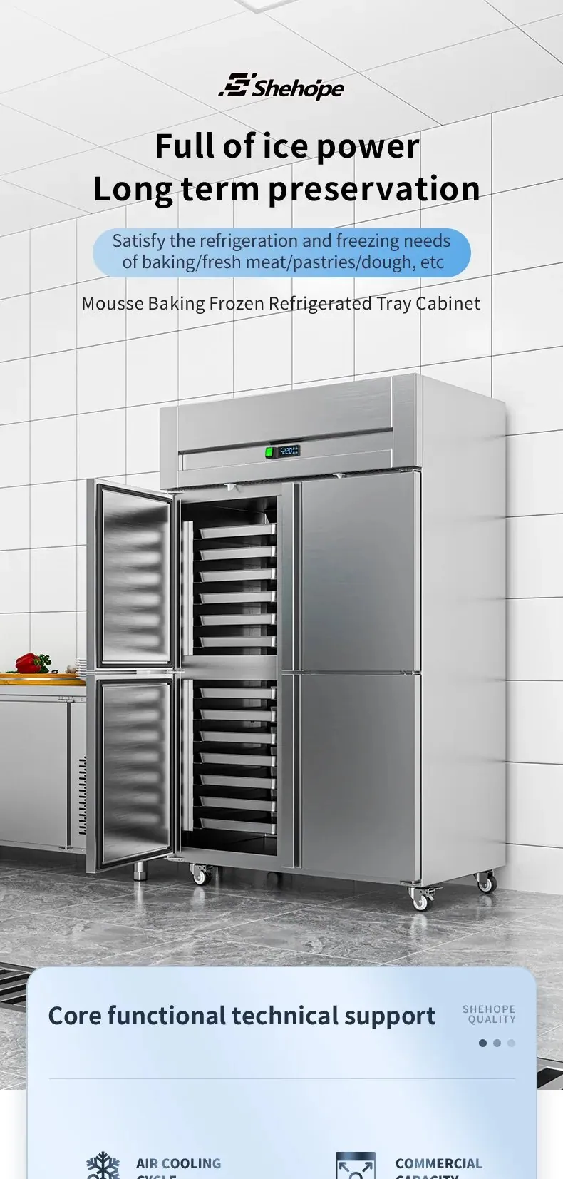 Commercial 4 Door Upright Tray Reach-In Freezer Stainless Steel Air Cooling…