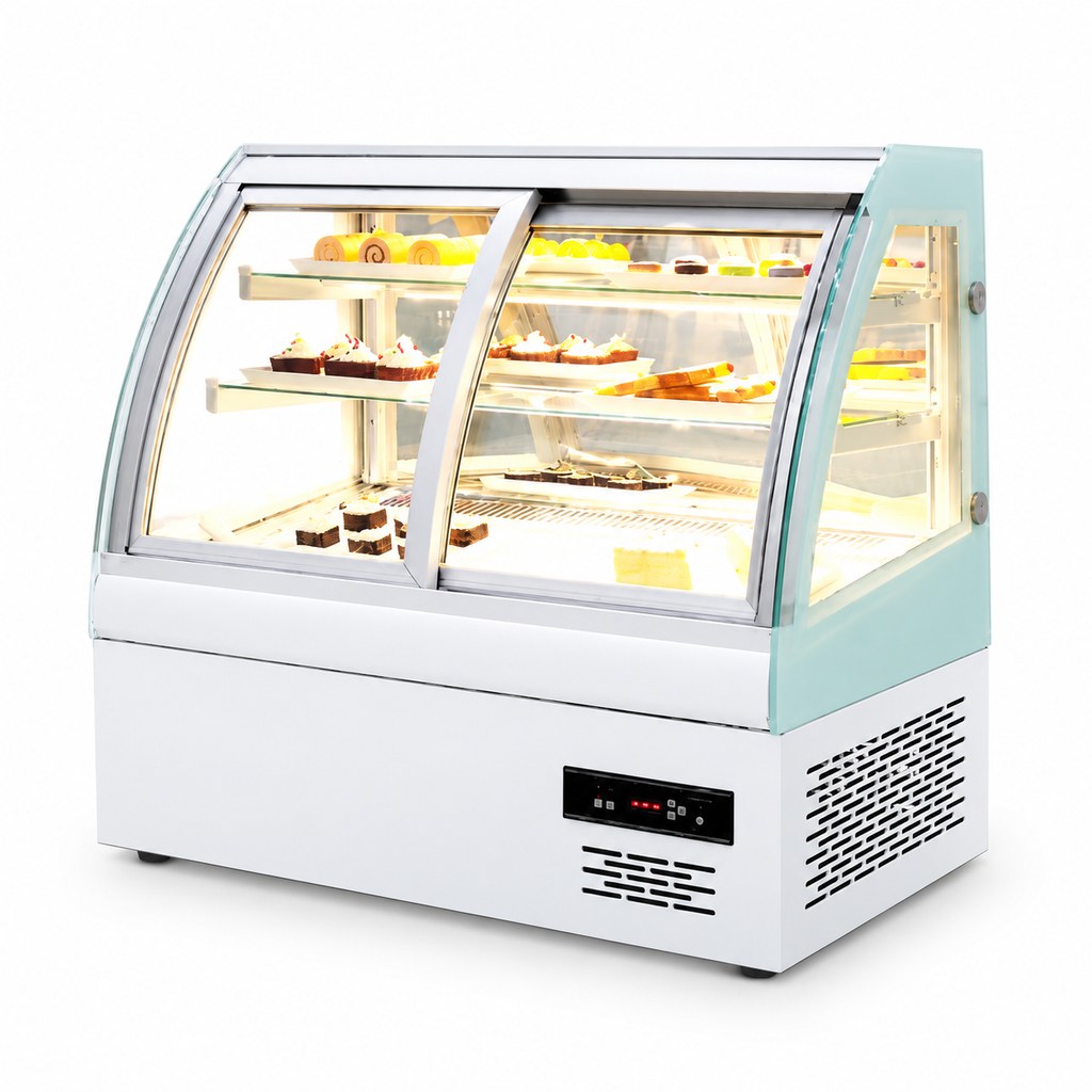 Vitrine réfrigérée commerciale de comptoir à quatre portes, porte arrière…
