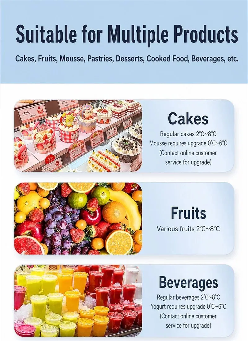 Commercial Countertop Four-Door Curved Rear Sliding Door Single-Temperature…