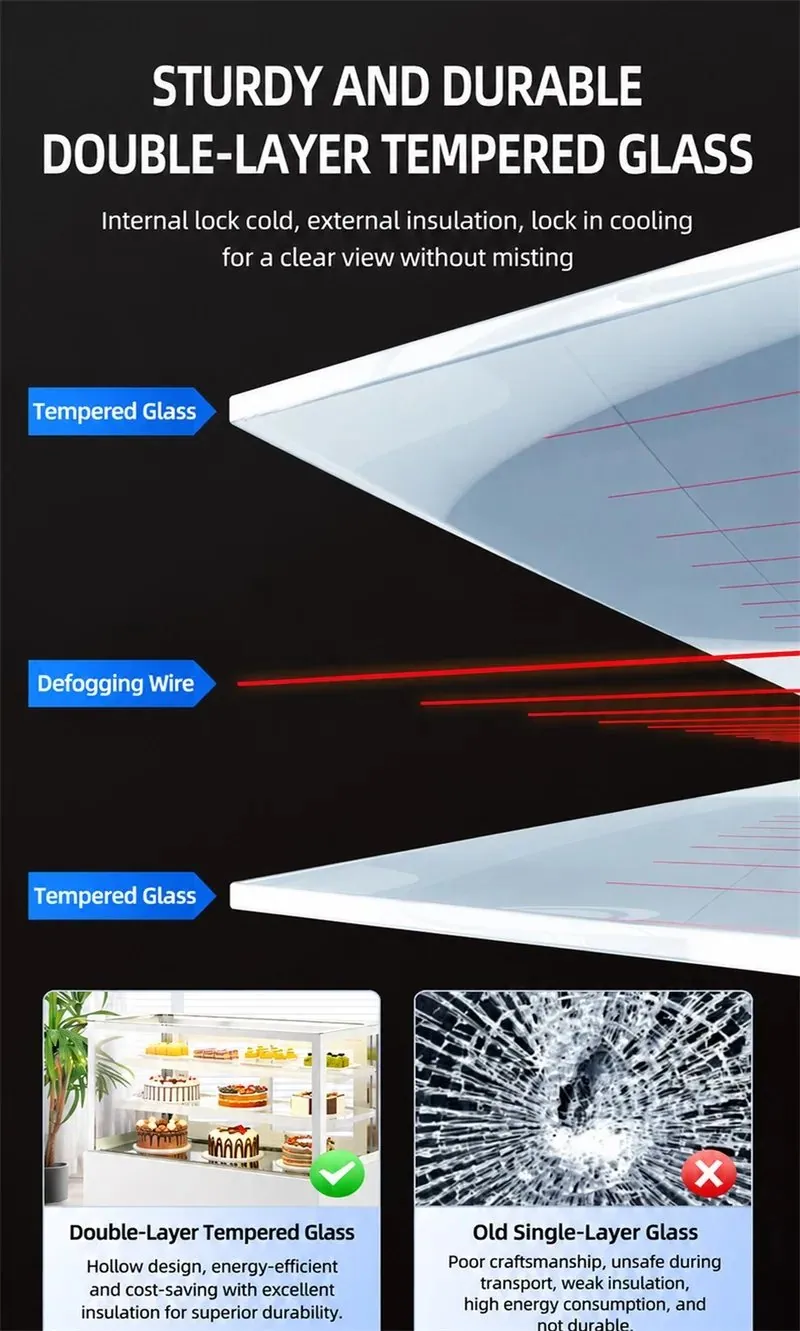 Frigorífico expositor de bolos com vidro curvo de 0.9M, arrefecedor comercial…
