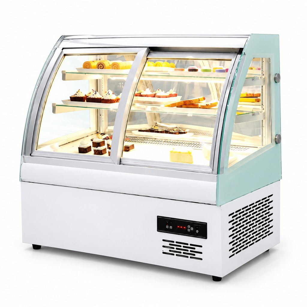 Refrigerador exhibidor comercial de mostrador de cuatro puertas con puertas…
