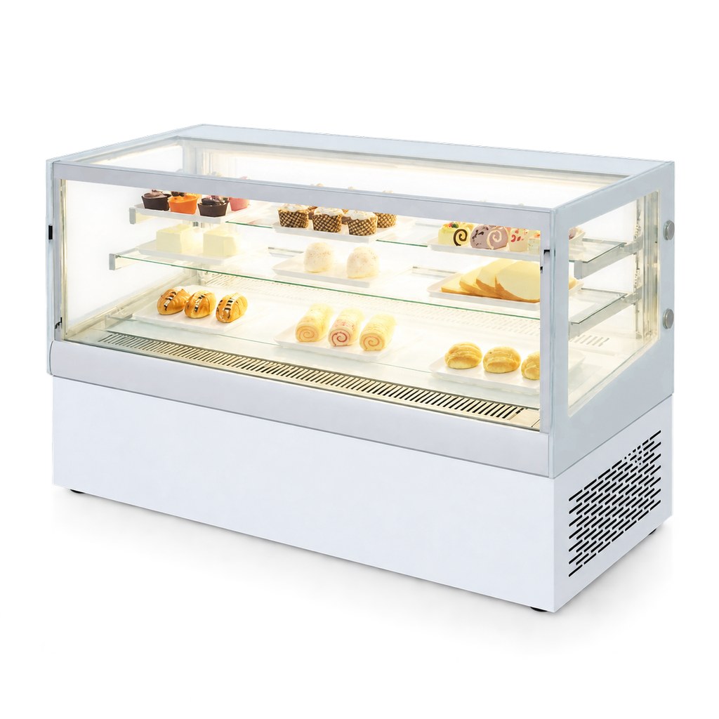 Vitrine réfrigérée commerciale de comptoir à quatre portes, porte arrière…