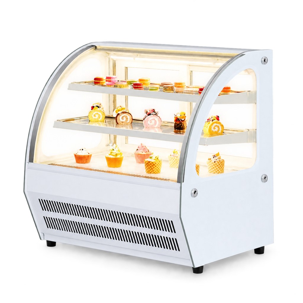 Vitrine réfrigérée commerciale de comptoir à quatre portes, façade en verre…