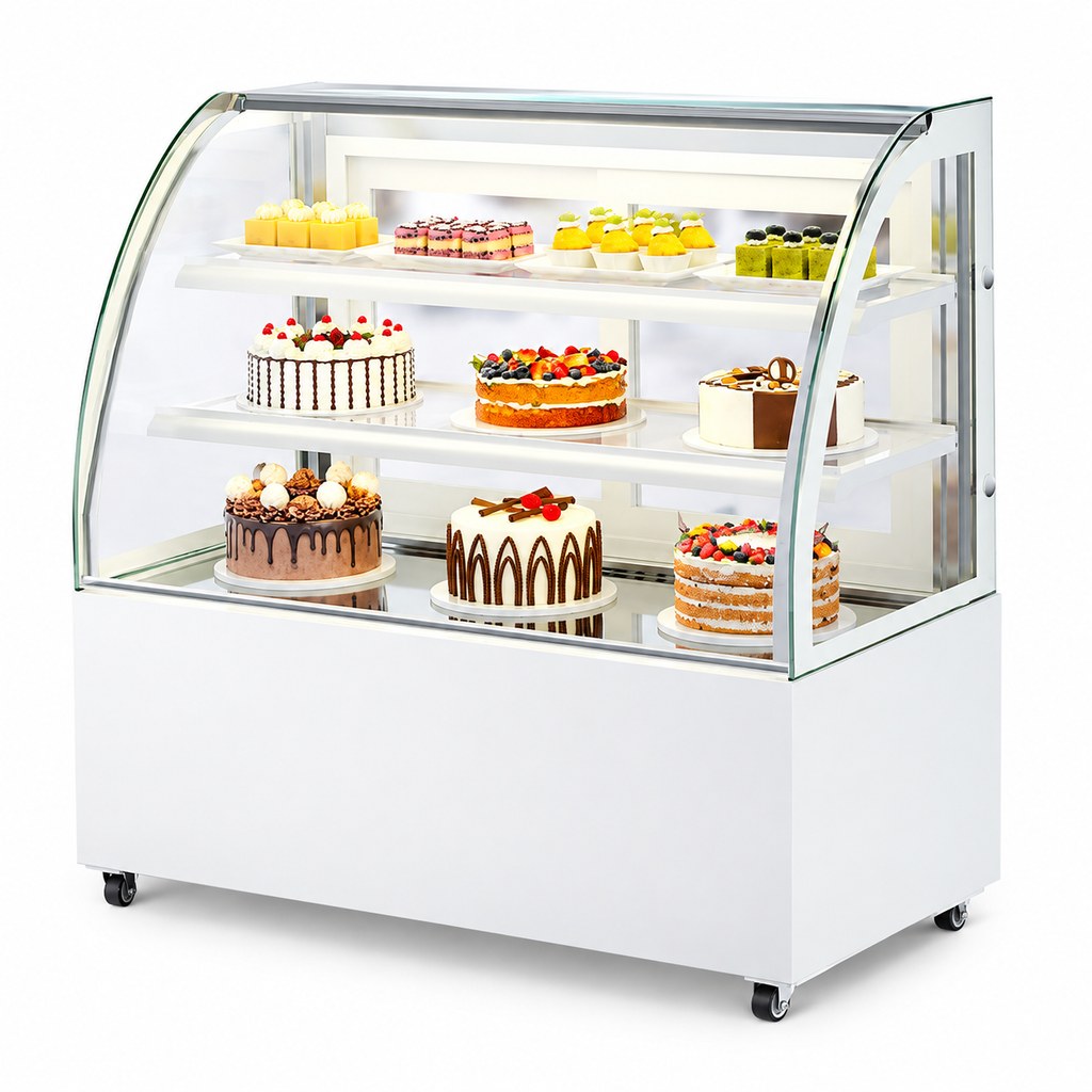 Gewerblicher Tisch-Kuchenvitrinen-Kühlschrank mit vier Türen, gebogener…