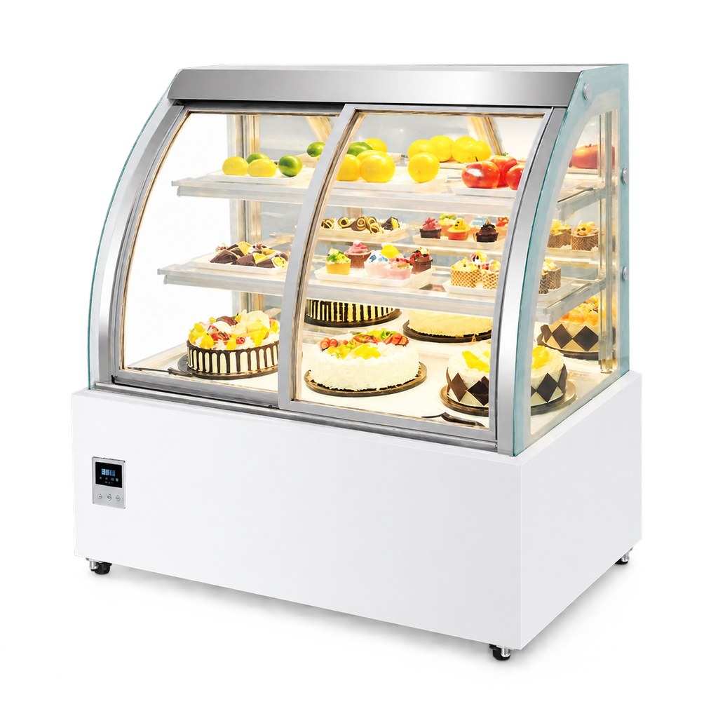 Commercial Curved Front Sliding Door Display Chiller Adjustable Shelves LED…