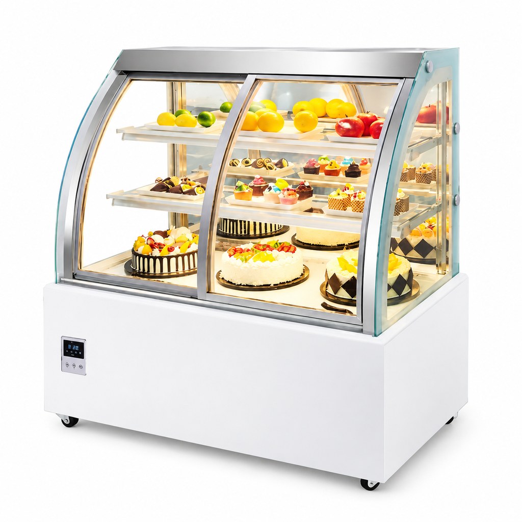 Commercial Curved Front Sliding Door Display Chiller Adjustable Shelves LED…