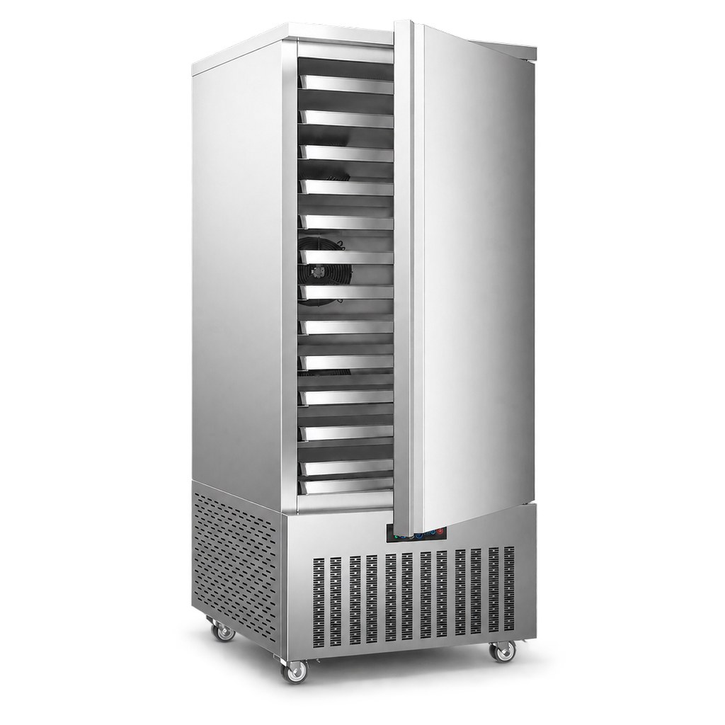 12盤 -45C 商用單門急速冷凍櫃 不鏽鋼 自動除霜 數位溫控 自然冷卻