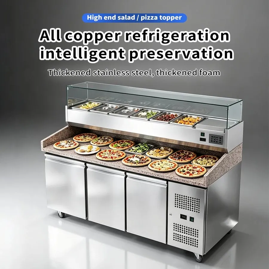 Refrigerador de mesa de preparación de pizza comercial de tres puertas…