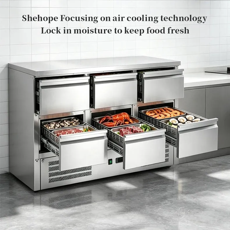 Mesa de preparación comercial refrigerada Shehope de doble puerta bajo…