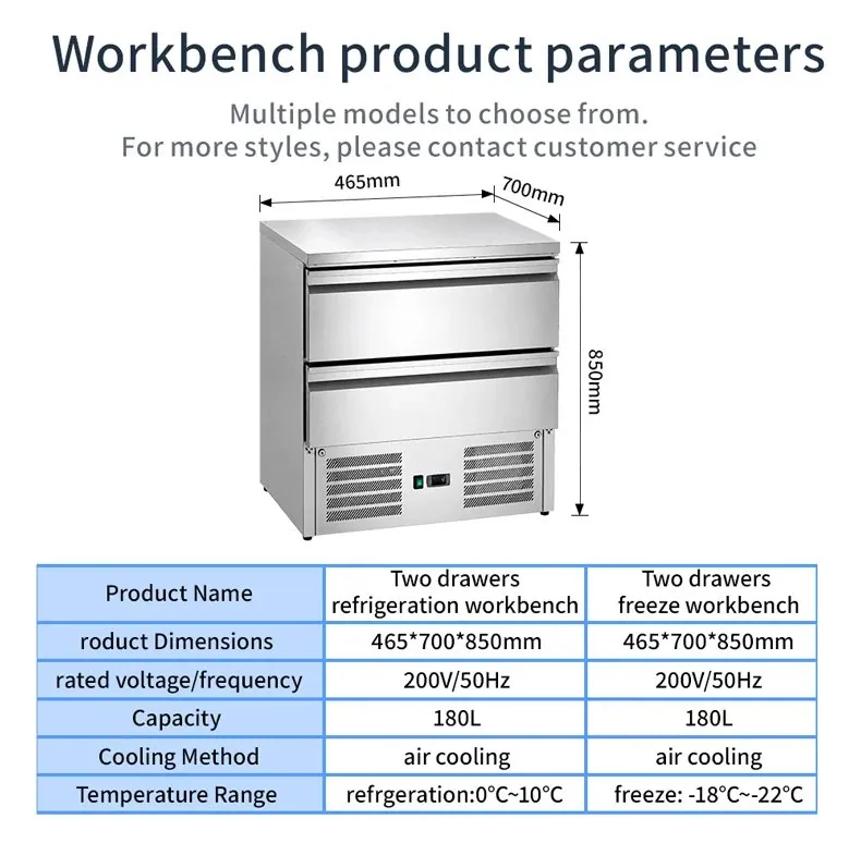 Mesa de preparación comercial refrigerada Shehope de doble puerta bajo…