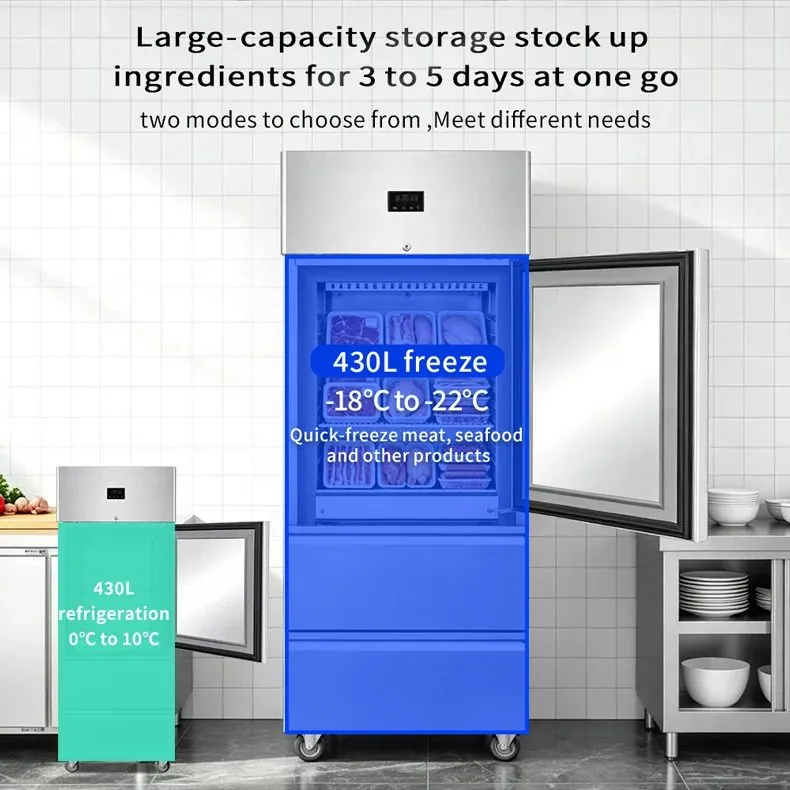 Single Door Stainless Steel Reach-In Refrigerator Dual-Drawer Commercial Cold…