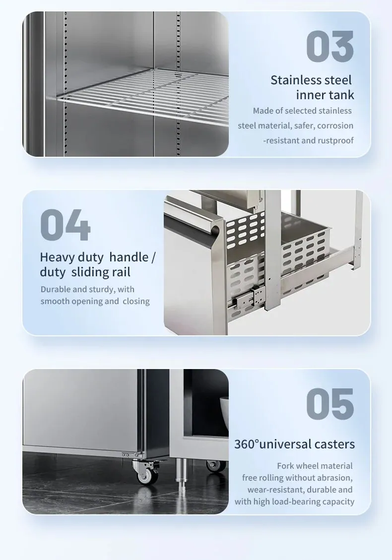 Single Door Stainless Steel Reach-In Refrigerator Dual-Drawer Commercial Cold…