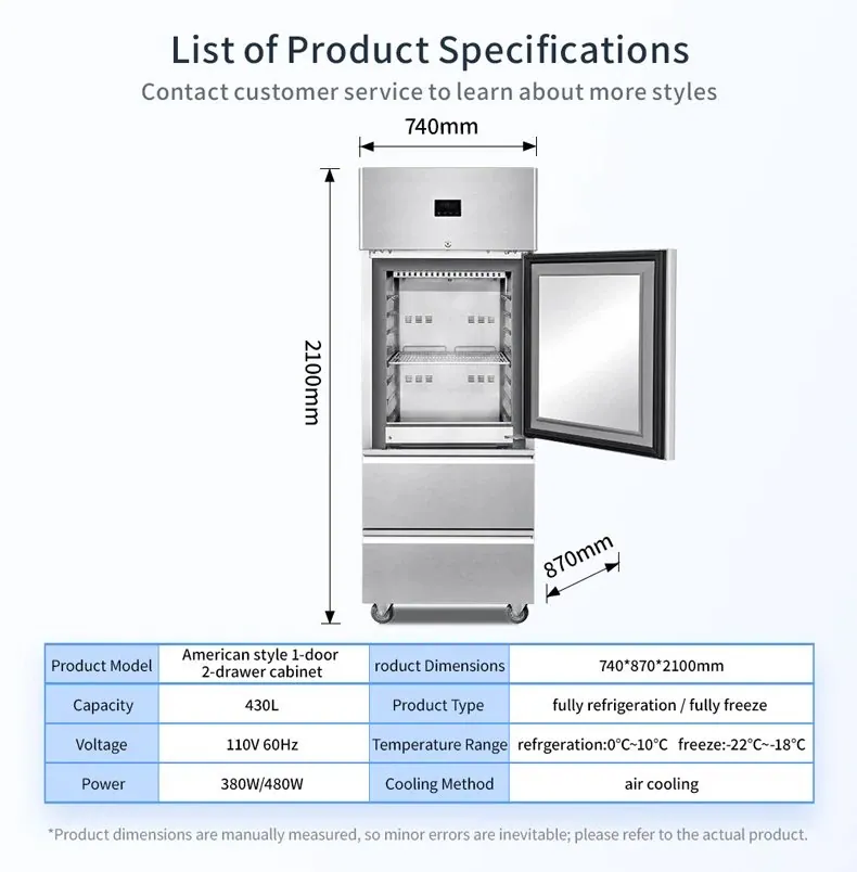 Single Door Stainless Steel Reach Freezer Dual Drawer Commercial Cold Storage…