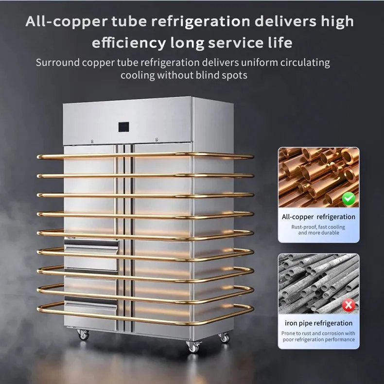 Double Doors Stainless Steel Reach-In Refrigerator 4-Drawer Commercial Cold…