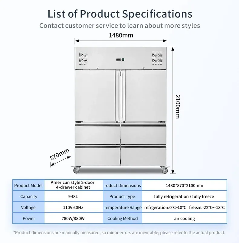 Triple Doors Stainless Steel Reach Freezer 3 Drawers Commercial Cold Storage…
