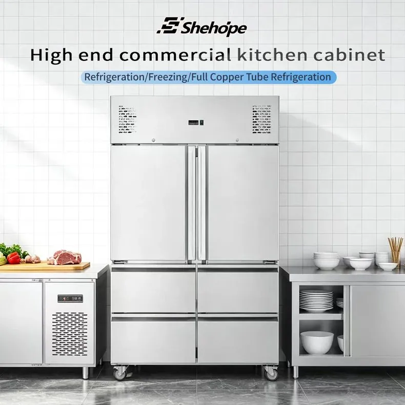Triple Doors Stainless Steel Reach-In Refrigerator 3-Drawers Commercial Cold…