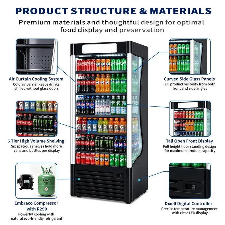 Commercial Front-Opening Walk-In Display Freezer with Multilayer Adjustable…