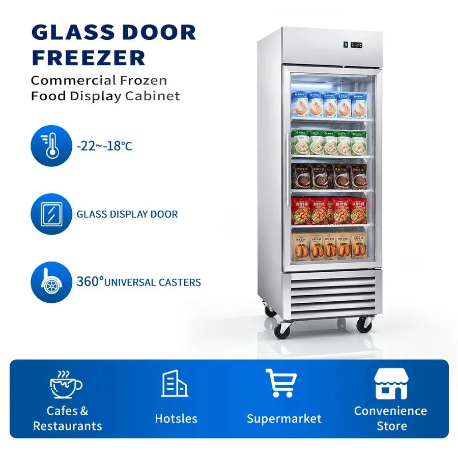 Commercial Single Door Upright Glass Door Display Reach-In Refrigerator…
