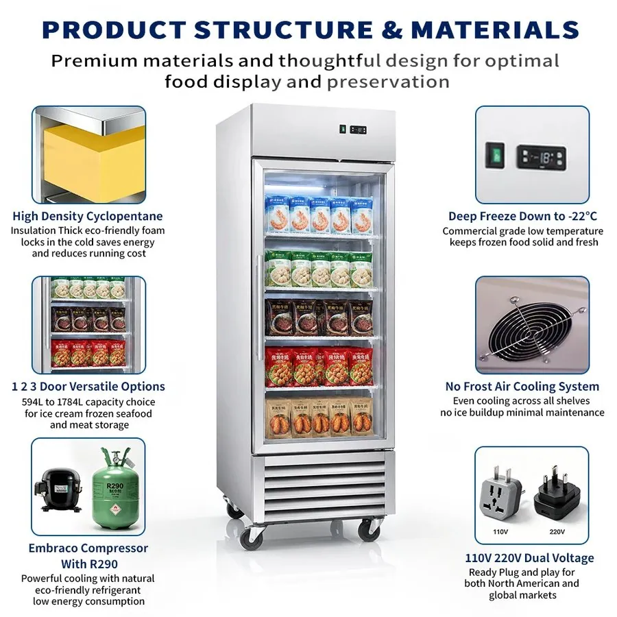 Commercial Single Door Upright Glass Door Display Reach-In Refrigerator…