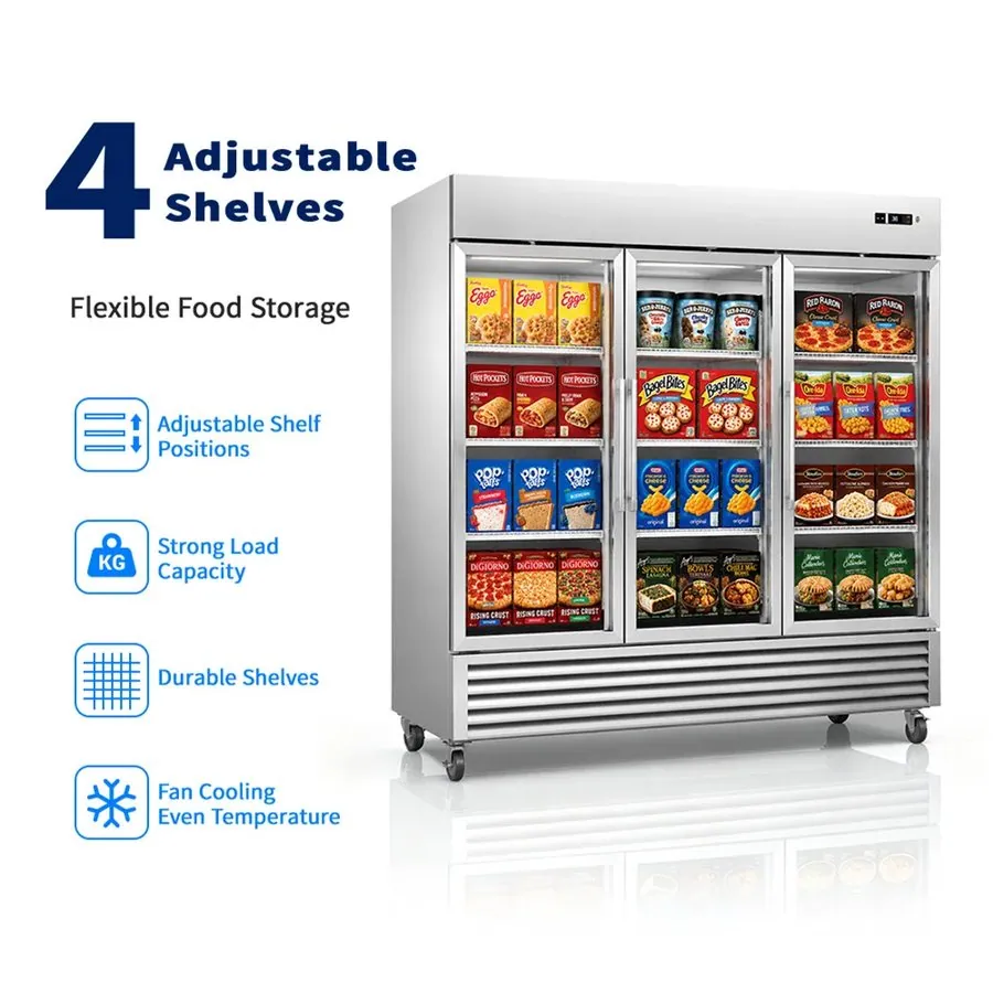 Commercial Triple Door Upright Glass Door Display Freezer Automatic Defrost…