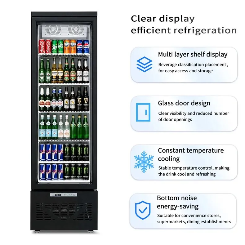 Slim Narrow Reach-In Upright Beverage Display Cooler Single Glass Door…