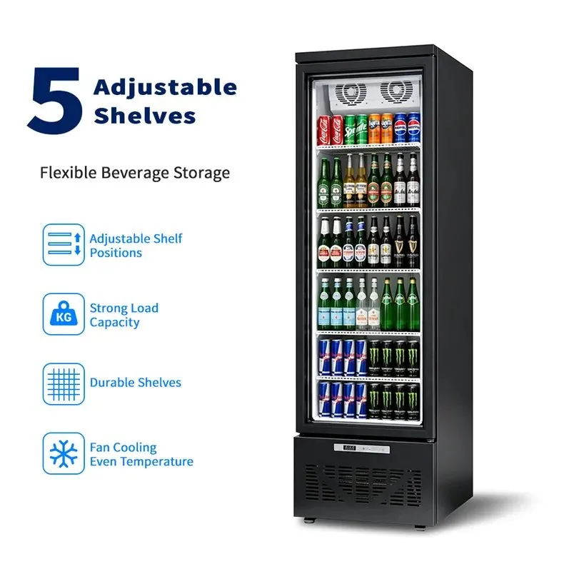 Slim Narrow Reach-In Upright Beverage Display Cooler Single Glass Door…