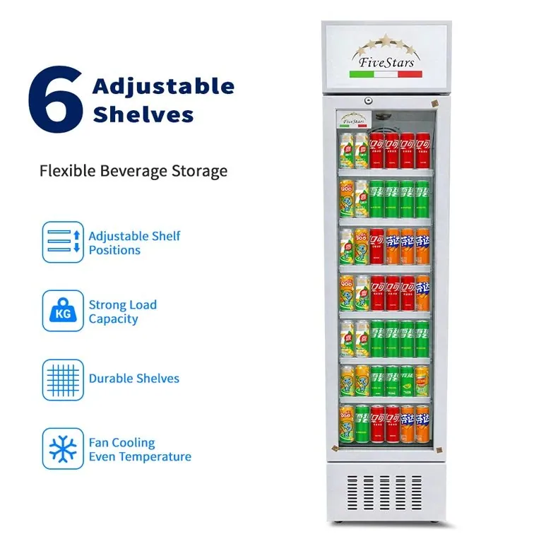 Slim Narrow Reach-In Upright Beverage Display Cooler Single Glass Door…