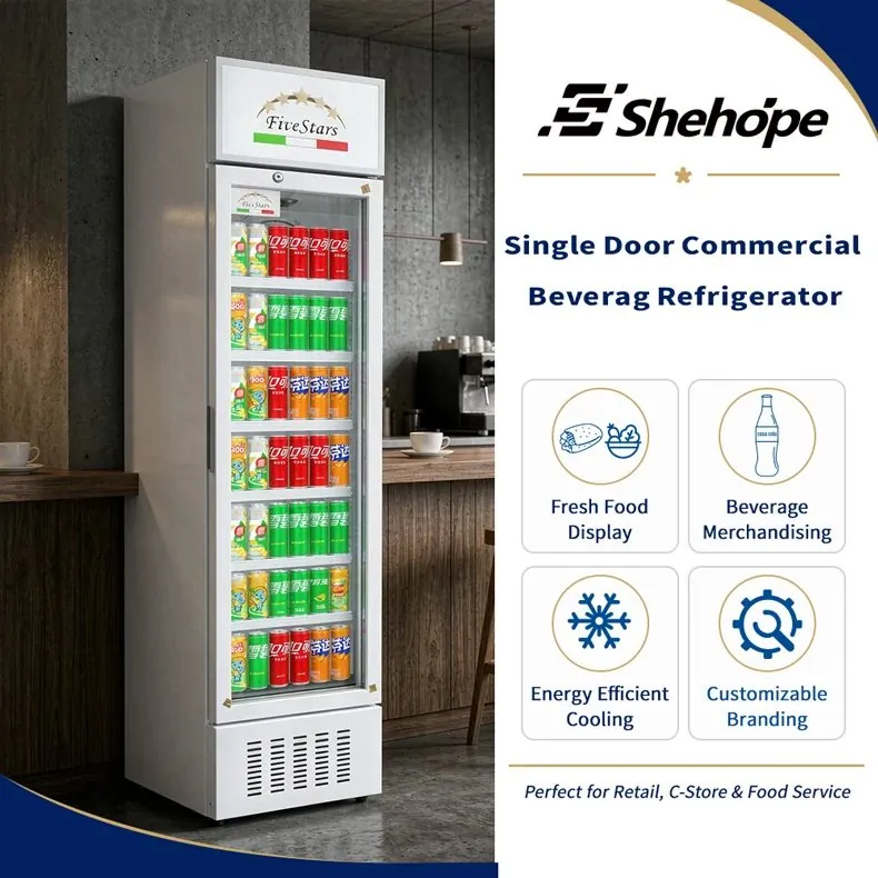 Slim Narrow Reach-In Upright Beverage Display Cooler Single Glass Door…
