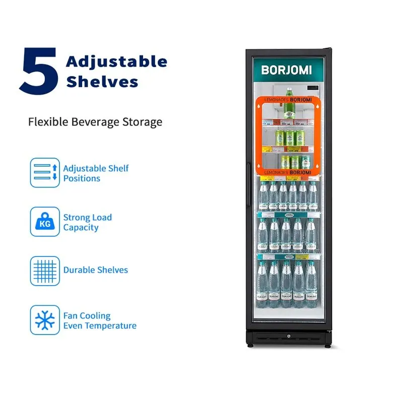 Slim Narrow Upright Beverage Display Cooler Single Glass Door Vertical Drink…