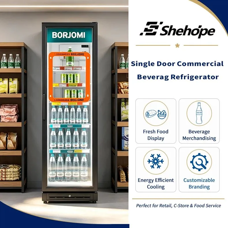 Slim Narrow Upright Beverage Display Cooler Single Glass Door Vertical Drink…