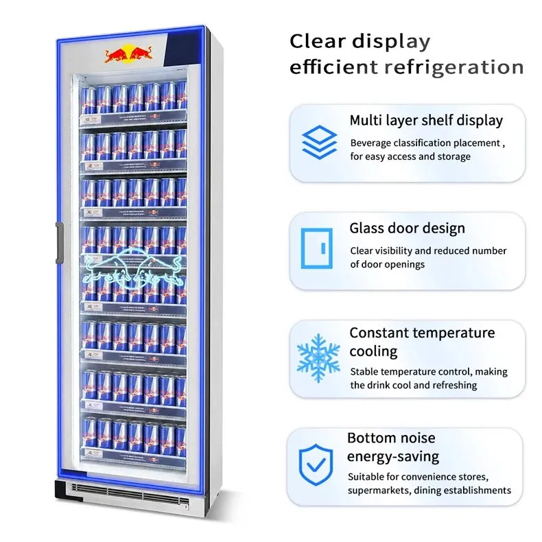 Slim Narrow Upright Beverage Display Cooler Single Glass Door Vertical Drink…