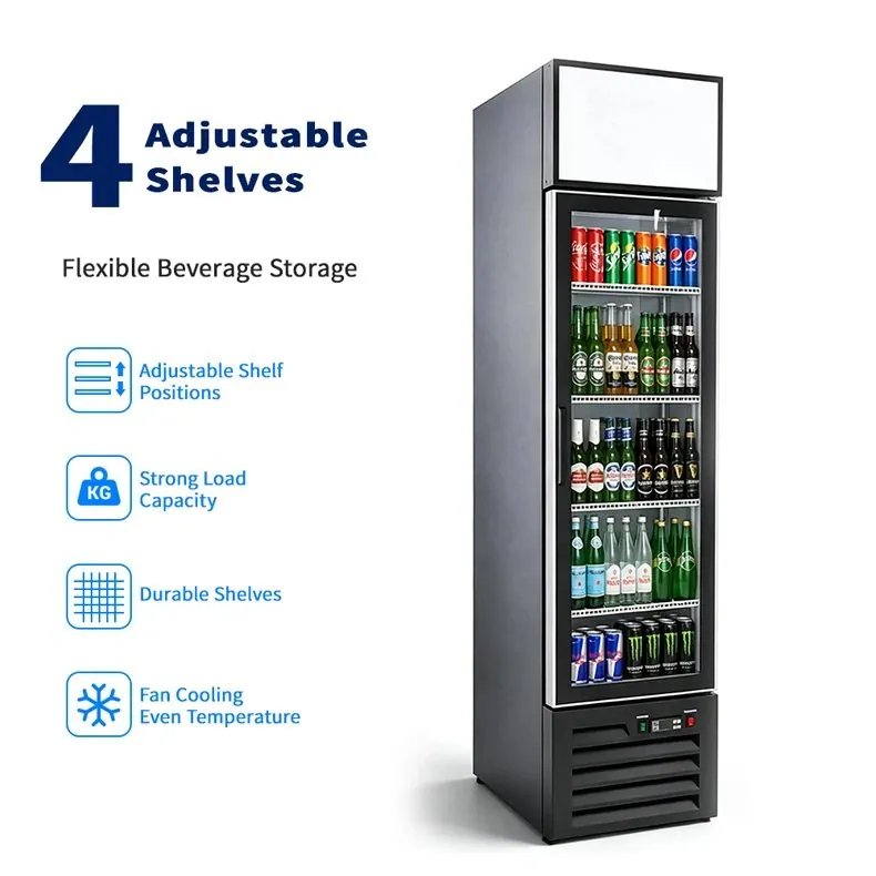 Slim Narrow Reach-In Upright Beverage Display Cooler Single Glass Door…