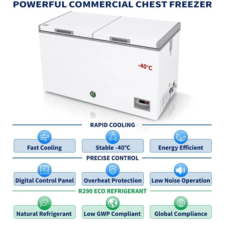 Large Capacity Reach-In Horizontal Chest Ultra Low Temp Freezer -40C Double…