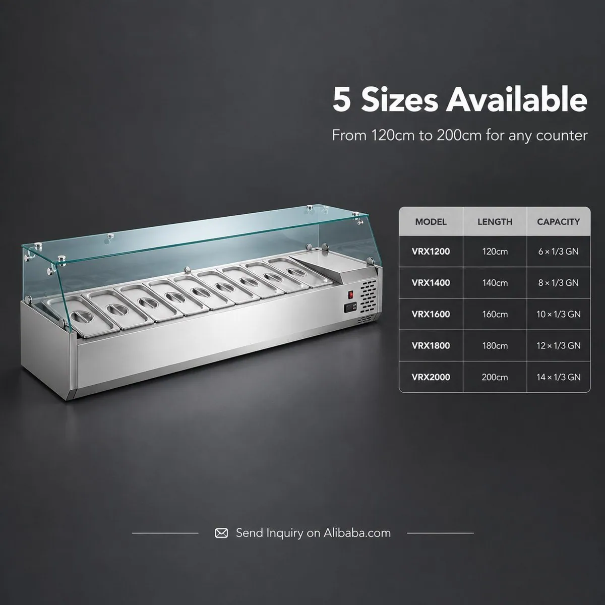 طاولة تحضير السلطة المبردة بتبريد هوائي من الفولاذ المقاوم للصدأ ببابين على…