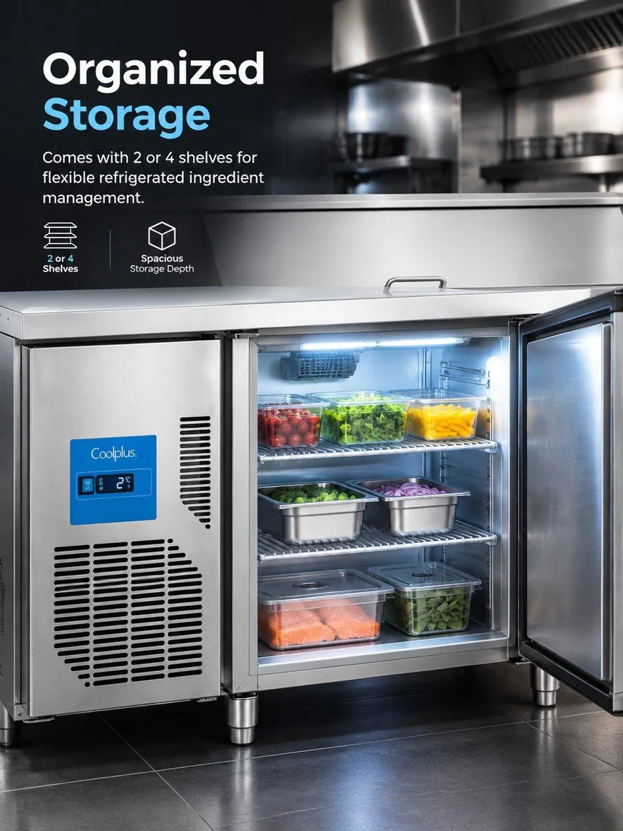 Commercial Refrigerated Salad Workbench 1.5m 2-Door Stainless Steel Digital…