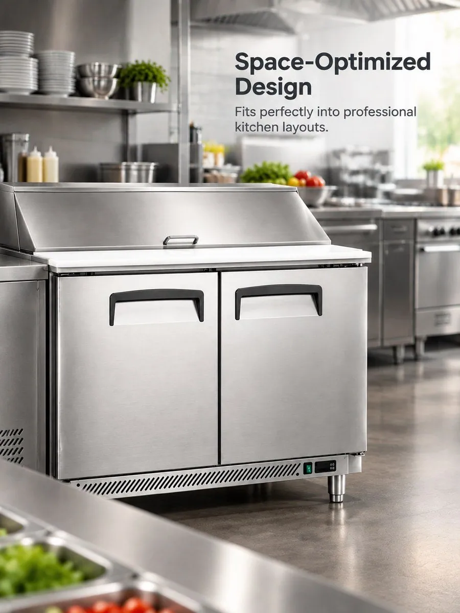 Mesa de trabajo refrigerada para ensaladas 0,68m 1 puerta barra de ensaladas…