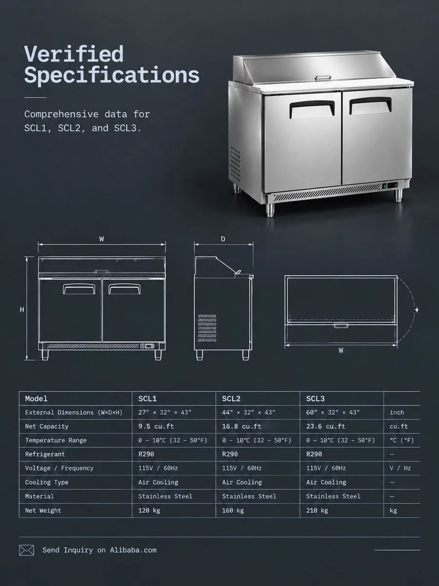 冷藏沙拉工作台 0.68m 1 門直冷沙拉吧 適用於超市廚房