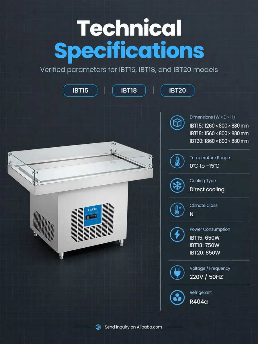 Ice Display Table 1.8m Single-Temperature Air Cooling Digital Display Meat…