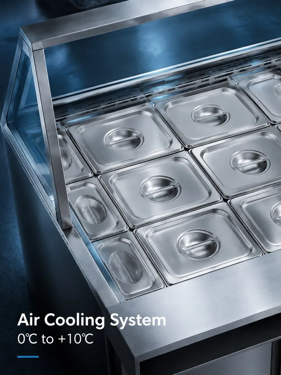 Refrigerador expositor comercial de acero inoxidable mostrador de ensaladas…